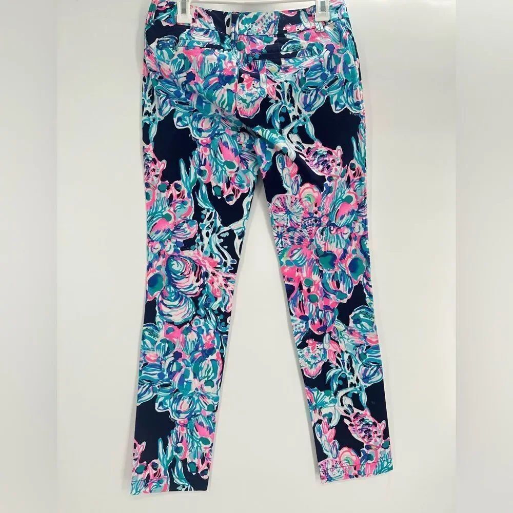 Lilly Pulitzer Callahan Chino Bright Navy Caught Up Pants Size 2 - Picture 4 of 10